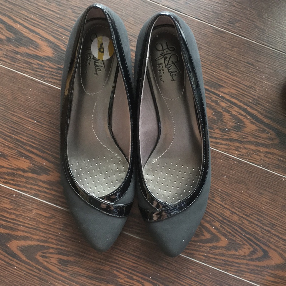 New Life Stride Black Selina Wedges Patent Accents